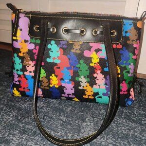 RARE Dooney & Bourke Disney WONDER Mickey Rainbow Tassel Tote Large D074W